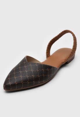 Sapatilha Slingback Beira Rio Monograma Café