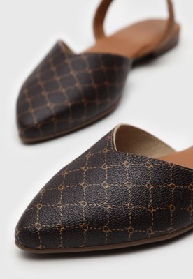 Sapatilha Slingback Beira Rio Monograma Café