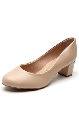 scarpin bege bico redondo
