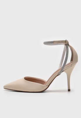 Scarpin Beira Rio Tira Hotfix Off-White