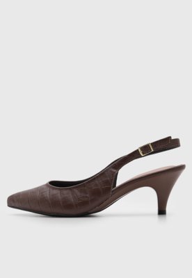 Scarpin Feminino Beira Rio Slingback Texturizado Marrom
