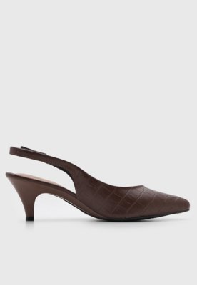 Scarpin Feminino Beira Rio Slingback Texturizado Marrom