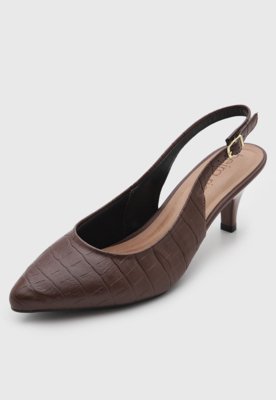 Scarpin Feminino Beira Rio Slingback Texturizado Marrom
