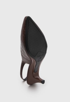 Scarpin Feminino Beira Rio Slingback Texturizado Marrom