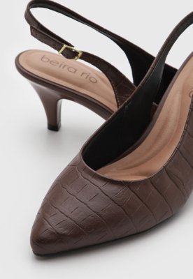 Scarpin Feminino Beira Rio Slingback Texturizado Marrom