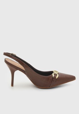 Scarpin Feminino Beira Rio Textura Croco Marrom