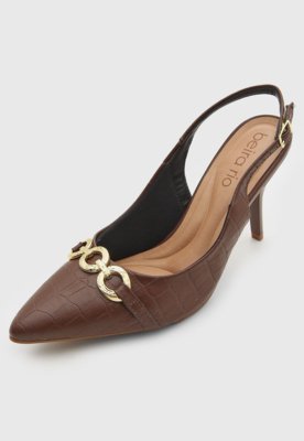Scarpin Feminino Beira Rio Textura Croco Marrom