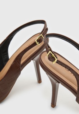 Scarpin Feminino Beira Rio Textura Croco Marrom