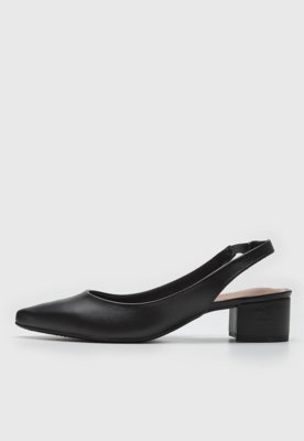 Scarpin Slingback Beira Rio Liso Preto