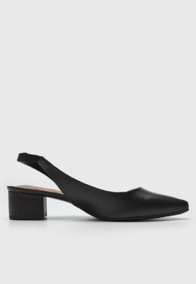 Scarpin Slingback Beira Rio Liso Preto