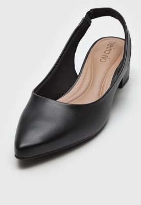 Scarpin Slingback Beira Rio Liso Preto