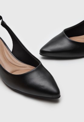 Scarpin Slingback Beira Rio Liso Preto