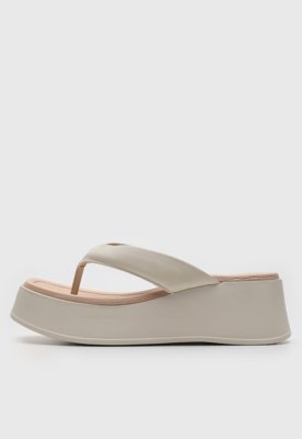 Tamanco Flatform Beira Rio Liso Off-White