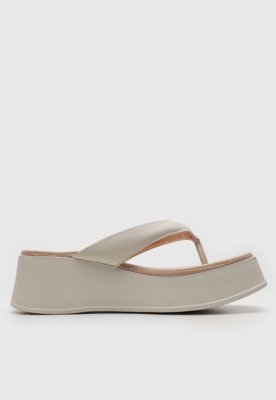 Tamanco Flatform Beira Rio Liso Off-White