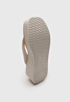 Tamanco Flatform Beira Rio Liso Off-White