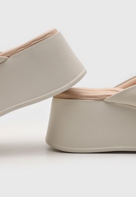 Tamanco Flatform Beira Rio Liso Off-White