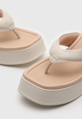 Tamanco Flatform Beira Rio Liso Off-White