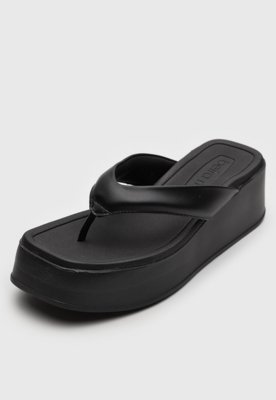Tamanco Flatform Beira Rio Liso Preto