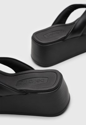 Tamanco Flatform Beira Rio Liso Preto