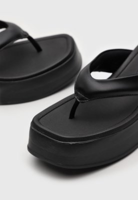 Tamanco Flatform Beira Rio Liso Preto