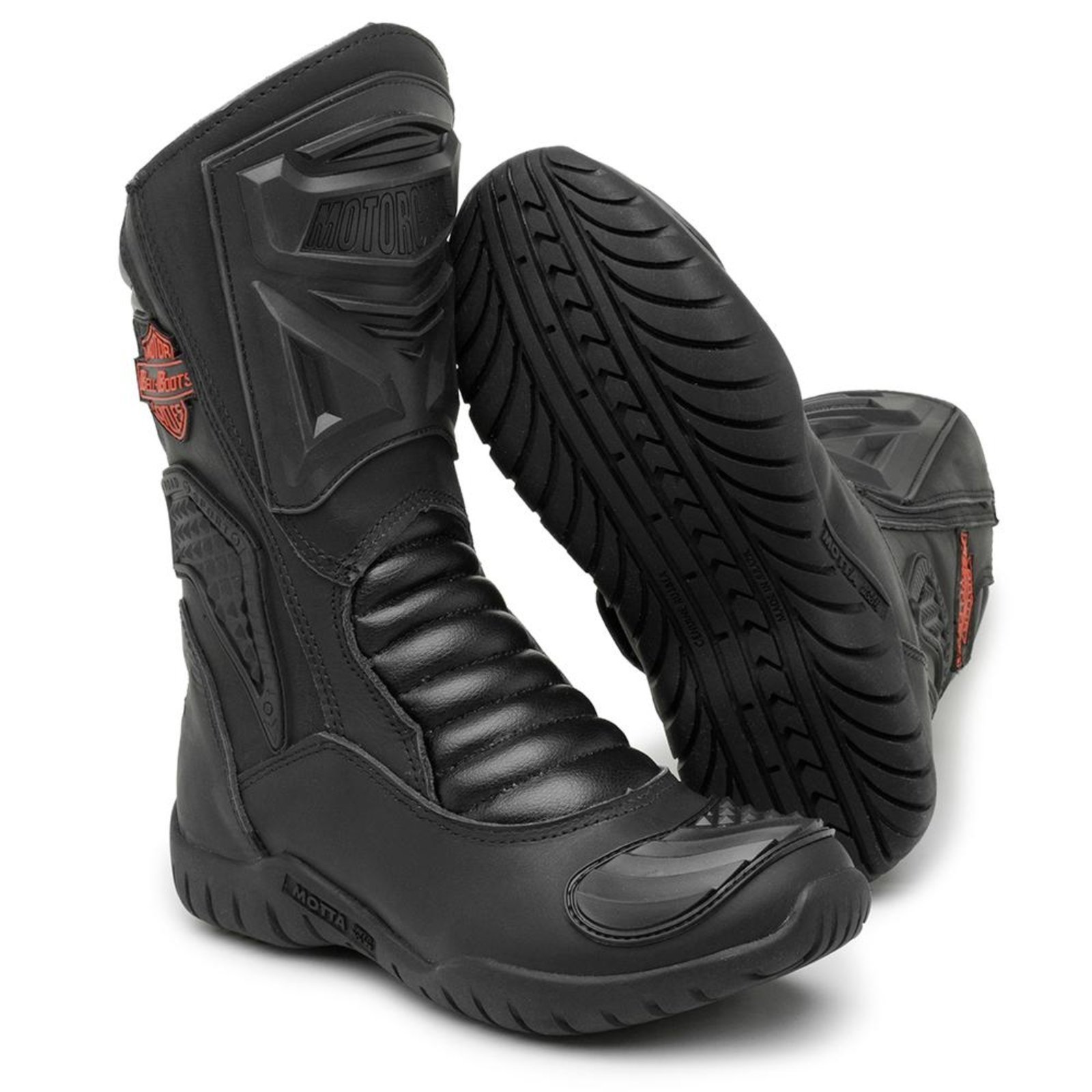 Bota Motociclismo Masculina de Couro Resistênte Bota Coturno Cano Alto Moto  Estrada Road Bota Preta - Preto