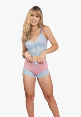 Baby Doll Bella Fiore Modas Rendado Andreza Rosa
