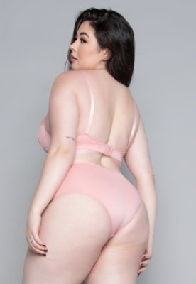 Conjunto de Lingerie Bella Fiore Modas Plus Size Sutiã Reforçado Com Bojo Calcinha Rosa Claro