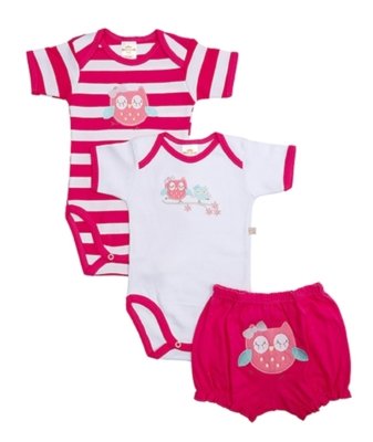 Kit 3 Peças Body e Shorts Best Club Baby Pink e Branco Bordado Coruja Menor preço em Kit 3 Peças Body e Shorts Best Club Baby Pink e Branco Bordado Coruja