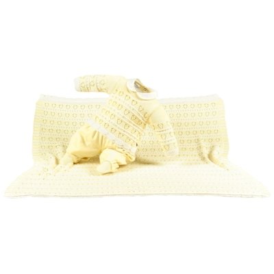 Saída de Maternidade Beth Bebê Luxo Tricô Maria Amarelo Menor preço em Saída de Maternidade Beth Bebê Luxo Tricô Maria Amarelo