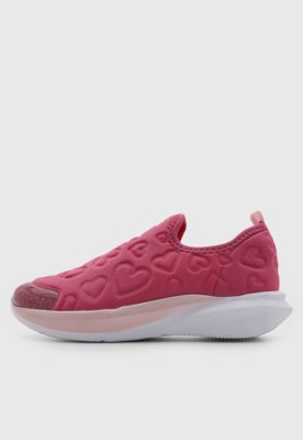 Tênis Infantil Bibi Slip On Corações Rosa