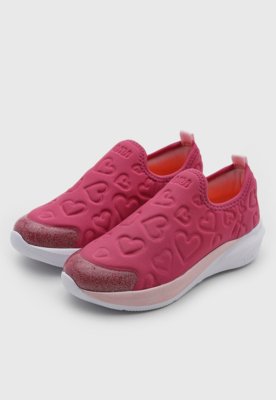 Tênis Infantil Bibi Slip On Corações Rosa