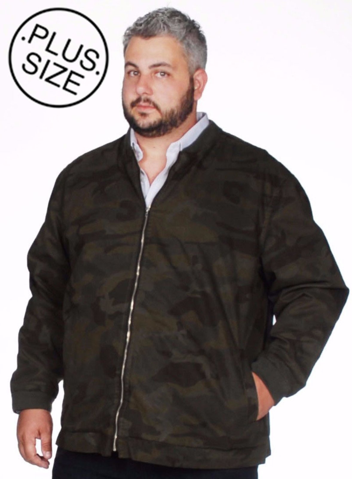 jaqueta camuflada plus size