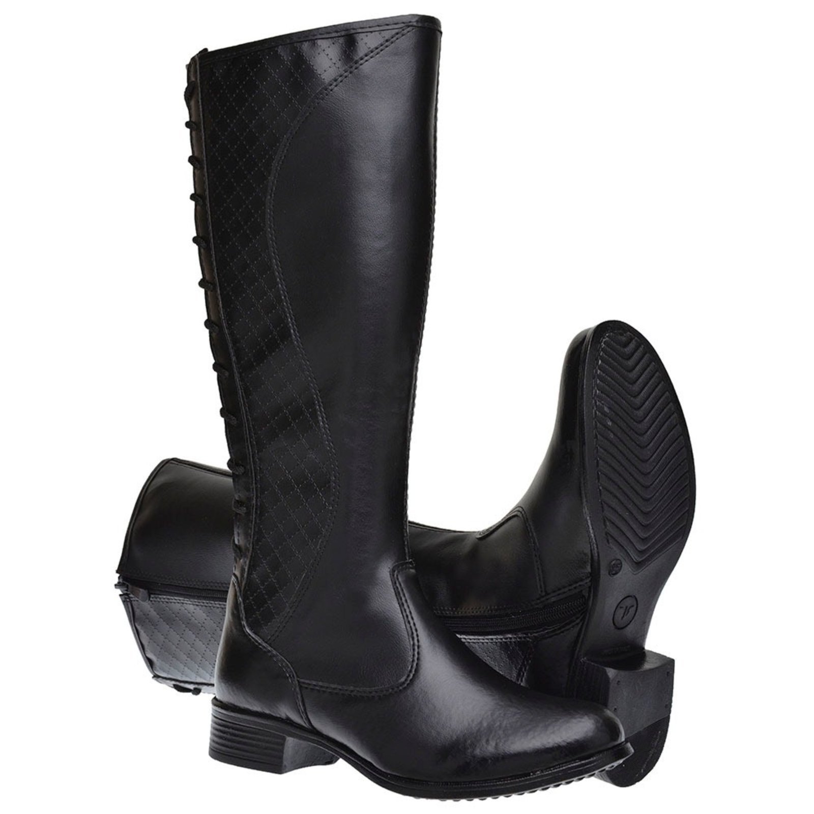 Bota Feminina Cano Alto Montaria De Amarrar Bionda Brasil Preto - Compre  Agora