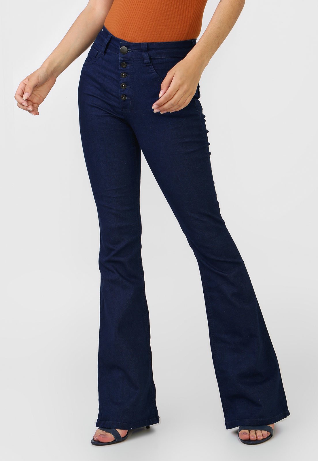 Calça jeans hot sale flare azul marinho