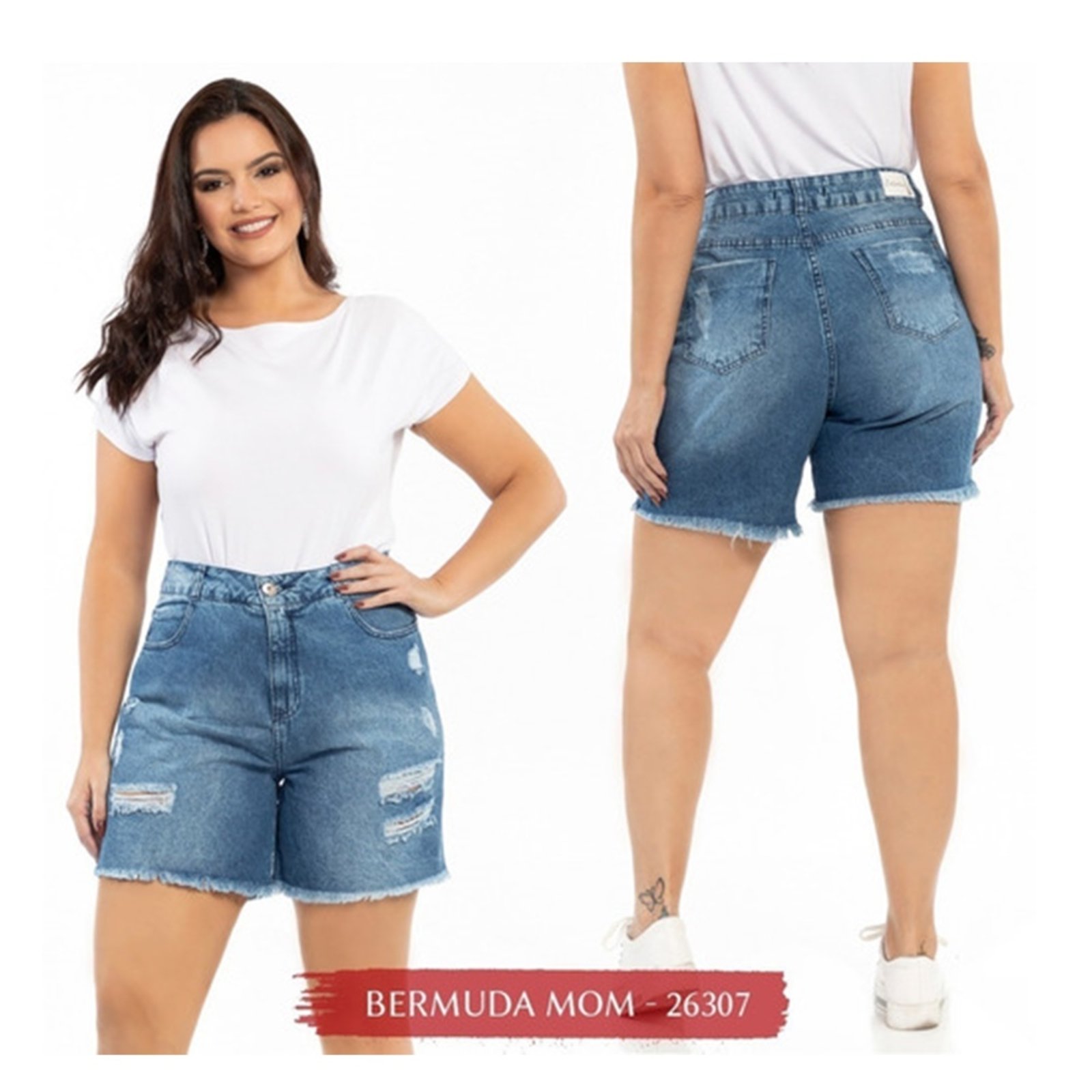 shorts jeans rasgado cintura alta