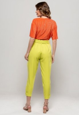 Calça Bisô Lisa com Cinto Verde - Verde