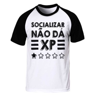 Camiseta Raglan Blitzart Socializar Não Dá XP Branca Menor preço em Camiseta Raglan Blitzart Socializar Não Dá XP Branca