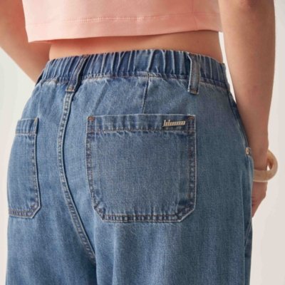 Calça Jeans Barrel com Elástico Atrás