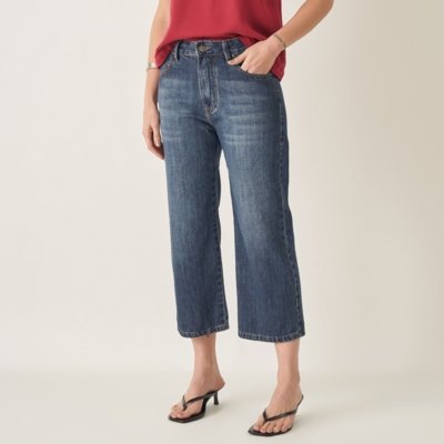 Calça Jeans Pantacourt Reta