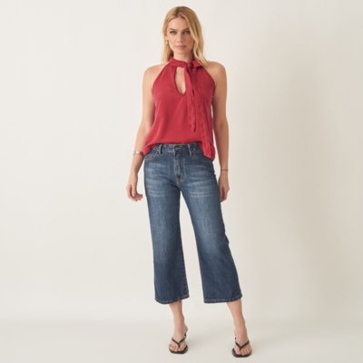 Calça Jeans Pantacourt Reta