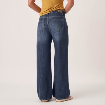 Calça Jeans Wide Leg Azul Escuro