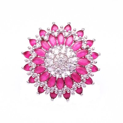 Anel Boca Santa Semijoias Flor de Lótus Rubi Ouro Branco Rosa Menor preço em Anel Boca Santa Semijoias Flor de Lótus Rubi Ouro Branco Rosa