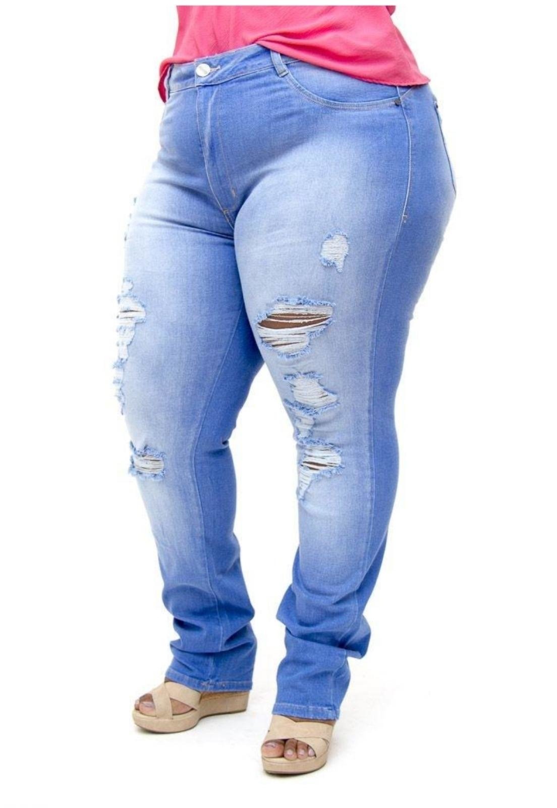 calça jeans feminina rasgadinha plus size