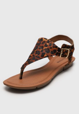 Rasteira Bottero Animal Print Onça Caramelo