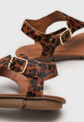 Rasteira Bottero Animal Print Onça Caramelo