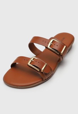 Rasteira Feminina Bottero Tiras Fivela Caramelo