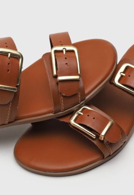 Rasteira Feminina Bottero Tiras Fivela Caramelo