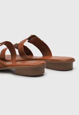 Rasteira Feminina Bottero Tiras Fivela Caramelo