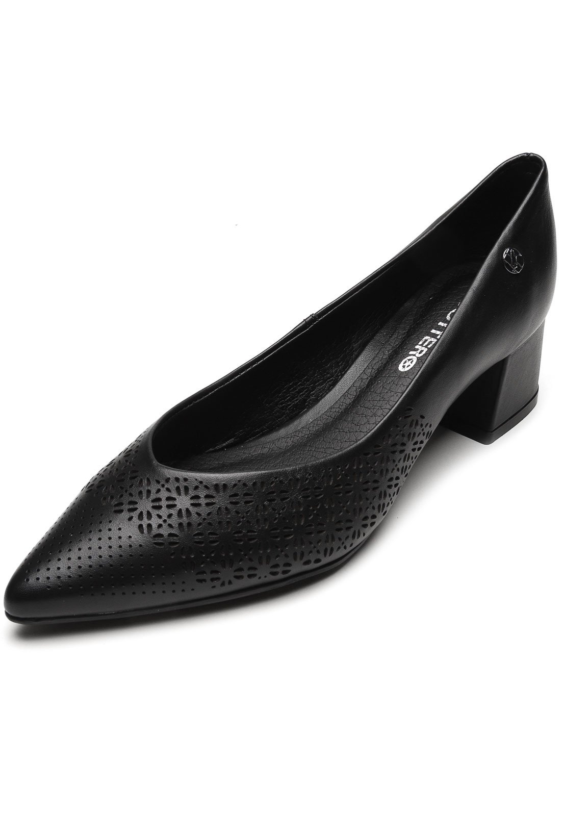 scarpin couro bottero lasercut preto