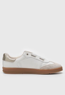 Tênis Couro Bottero Recorte Suede Off-White